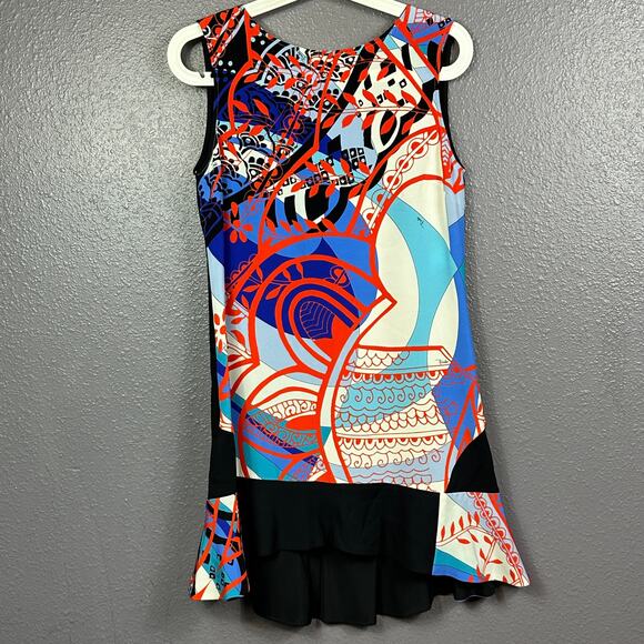 Emilio Pucci Silk Shift Dress Multicolor Print Crepe Sleeveless Size XS/S IT 40